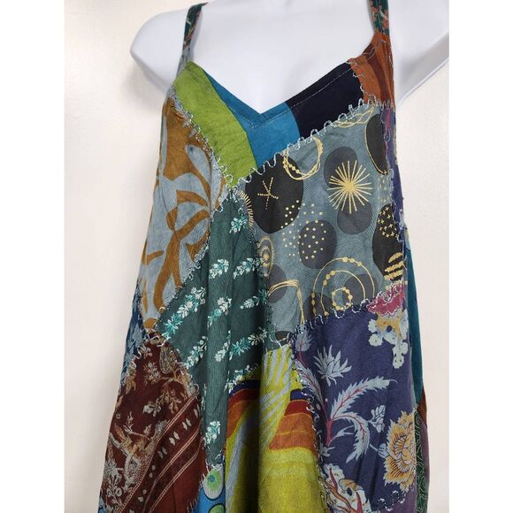 Ananta patchwork Bohemian Patchwork Long Umbrella Dress PAT-3266 H - Picture 4 of 7